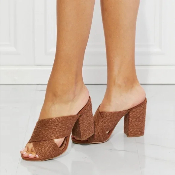 CrissCross Brown Boho Heels - Picture 3 of 7